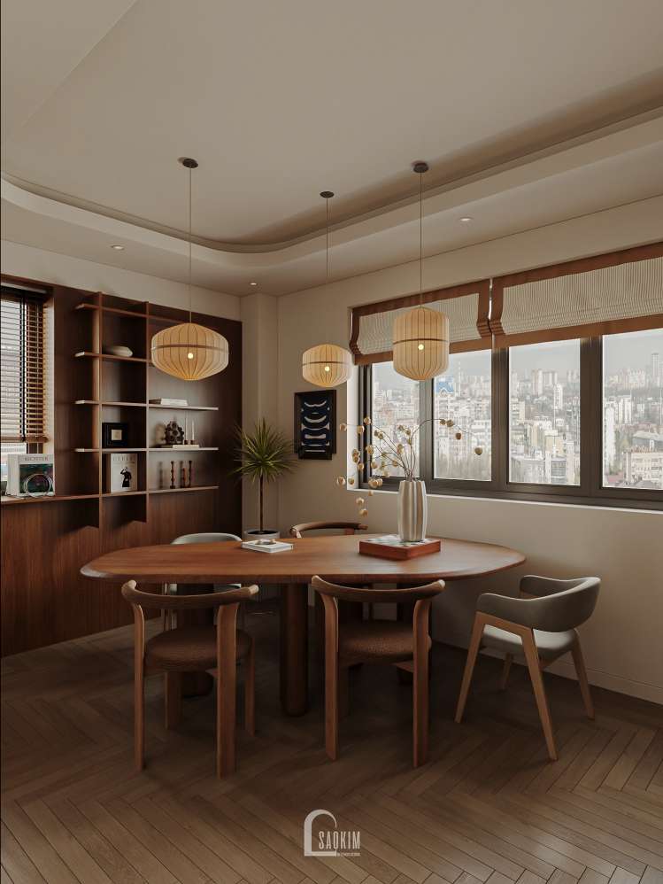 Thiết kế không gian phòng làm việc liền kề xẻ khe Ánh Dương khu đô thị Vinhomes Ocean Park 3 phong  cách Contemporary mix Mid - Century